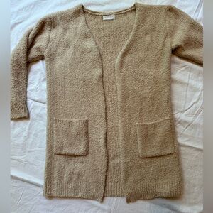 Altar’d State Fuzzy Loungewear Cardigan Sweater, Tan, Size S